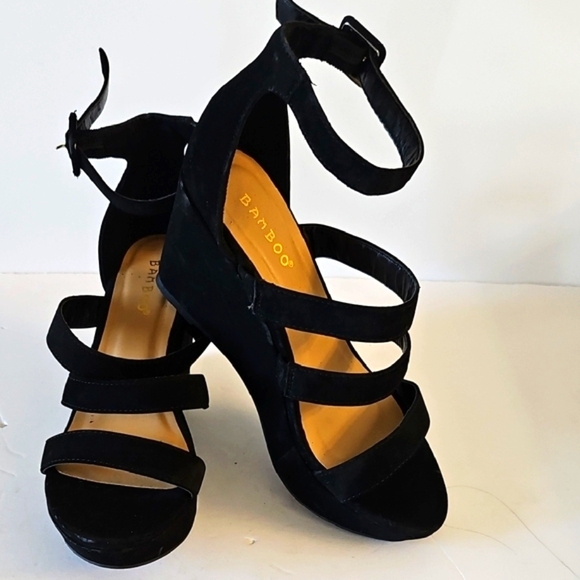 BAMBOO Black Platform Strappy Heels - Picture 7 of 9